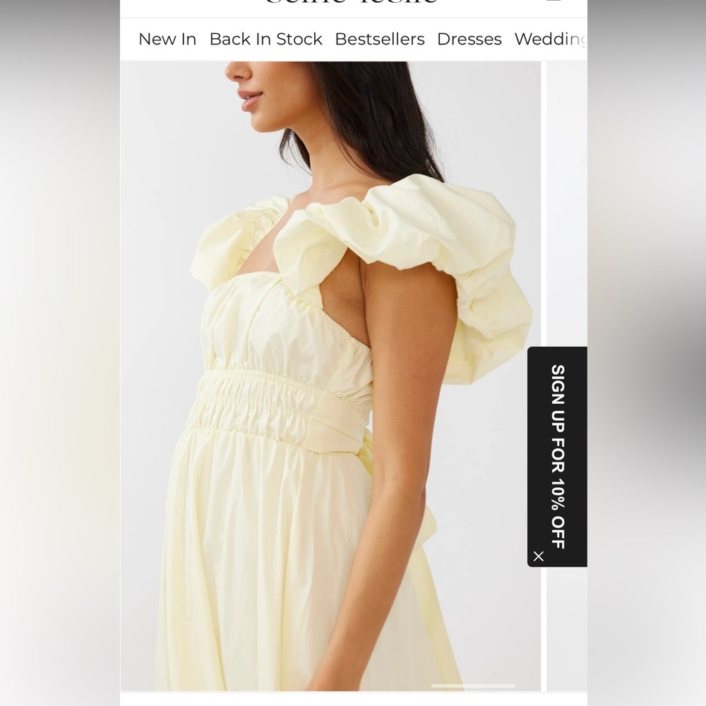 NWT Selfie Leslie Puffed Sleeve Midi Dress size M - Picture 3 of 5